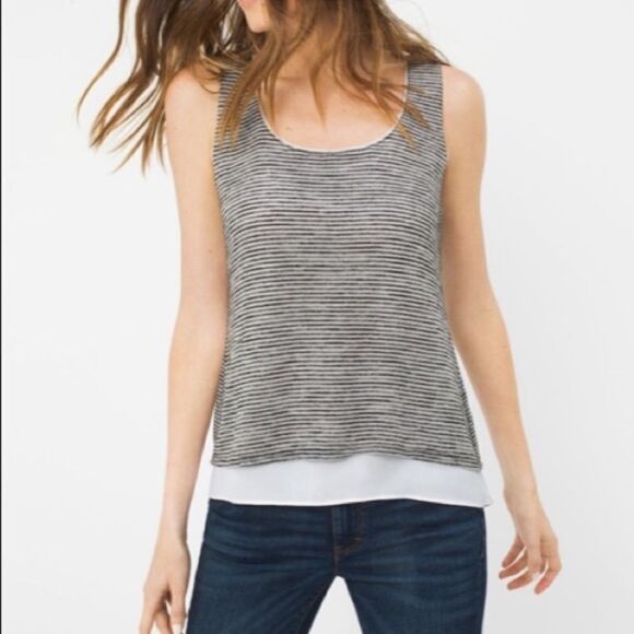 White House Black Market Striped Layered Tank, XXS - Picture 1 of 7